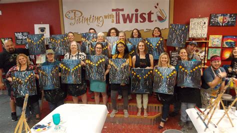 Painting with a twist colorado springs - - Your team can select the painting for your event. - Create your own CUSTOM COLLAGE painting for this event- 14 days planning is required. Everyone paints a small portion that when put together becomes one large painting. Please call to learn more 719-375-0553. Collages require 9-20 painters. Additional charges apply. For Private Party ...